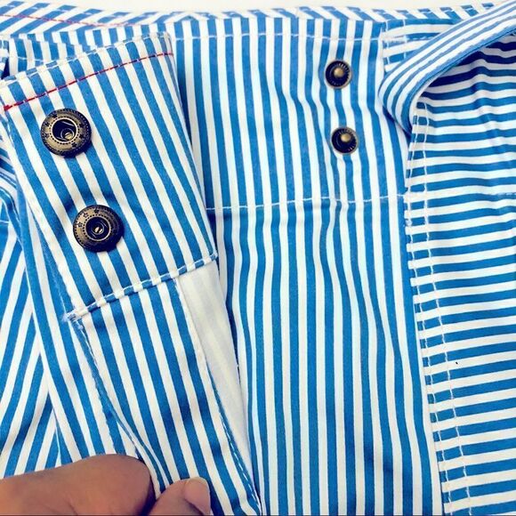 Tommy Hilfiger Wrap Nautical Blue White Stripes Printed Belted Skort Sz 2 NWOT - Picture 5 of 12